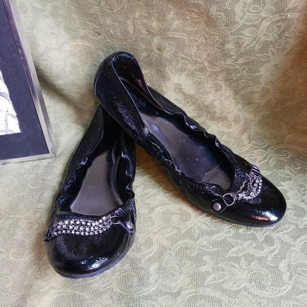 Simply Vera Wang Black Patent Leather Ballet Flats 9.5 M